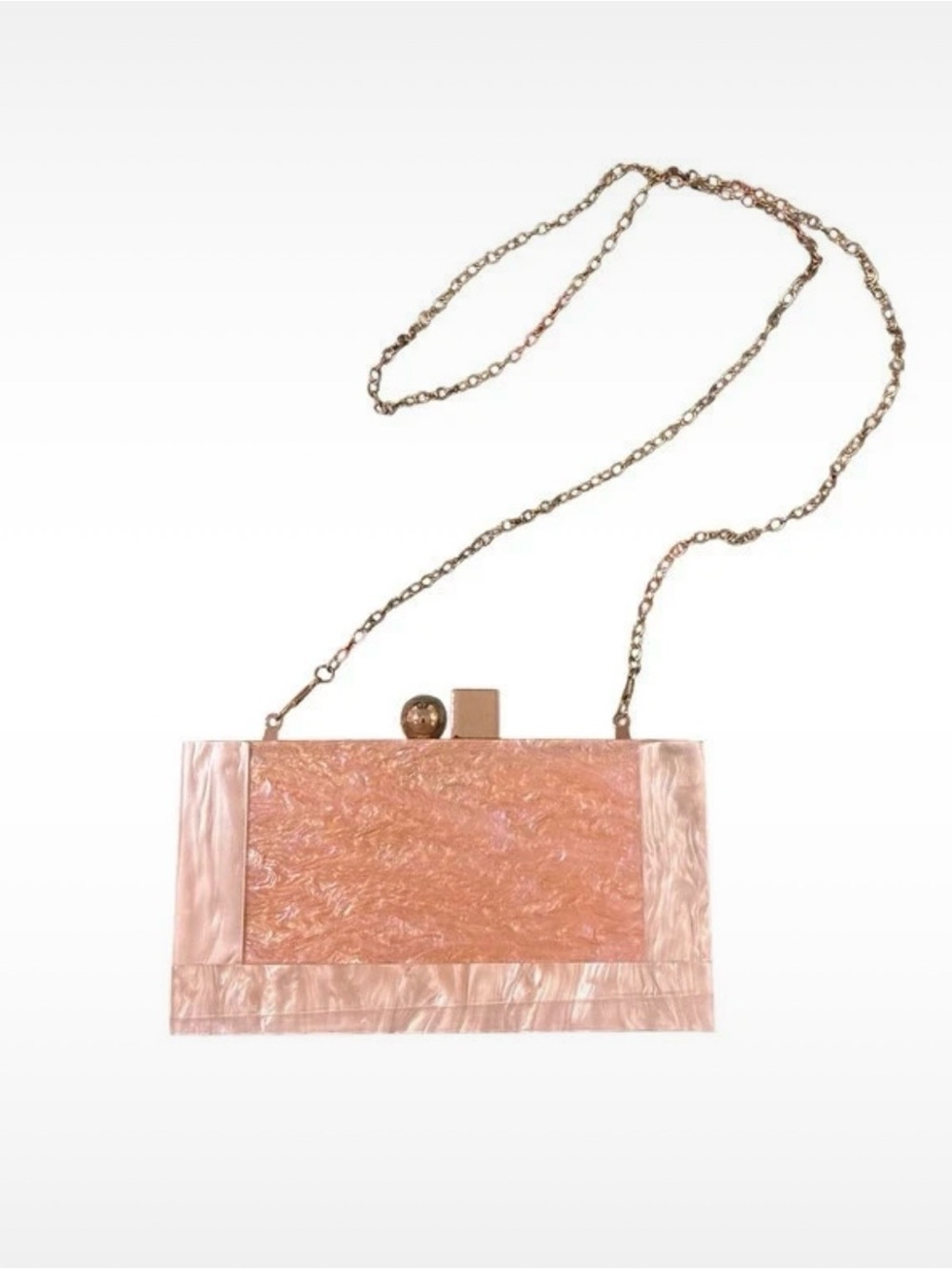 Women's Pink Acrylic Box Clutch with Chain Strap